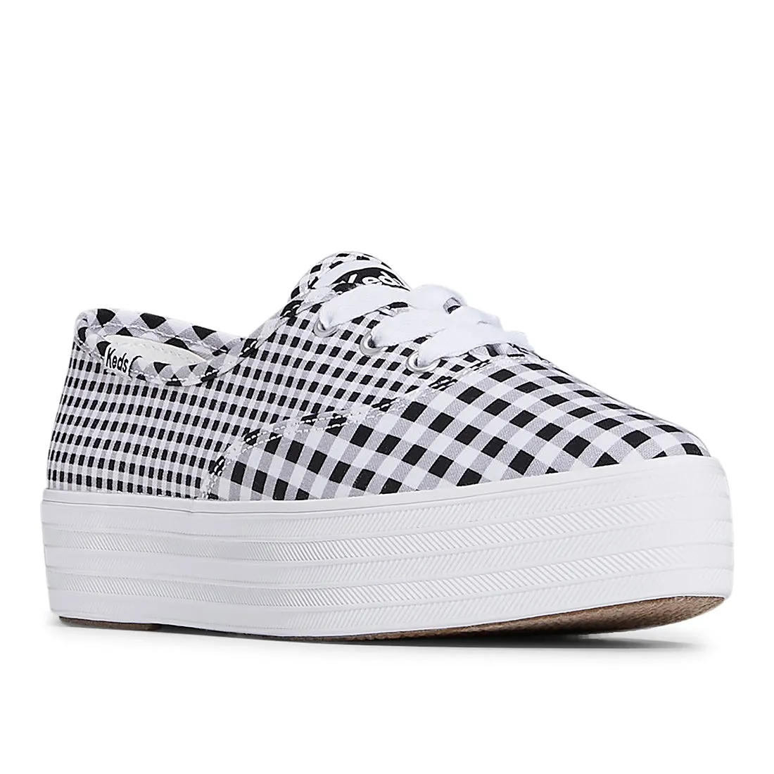 Women's Point Canvas Gingham Sneaker Black/White (WF67732)