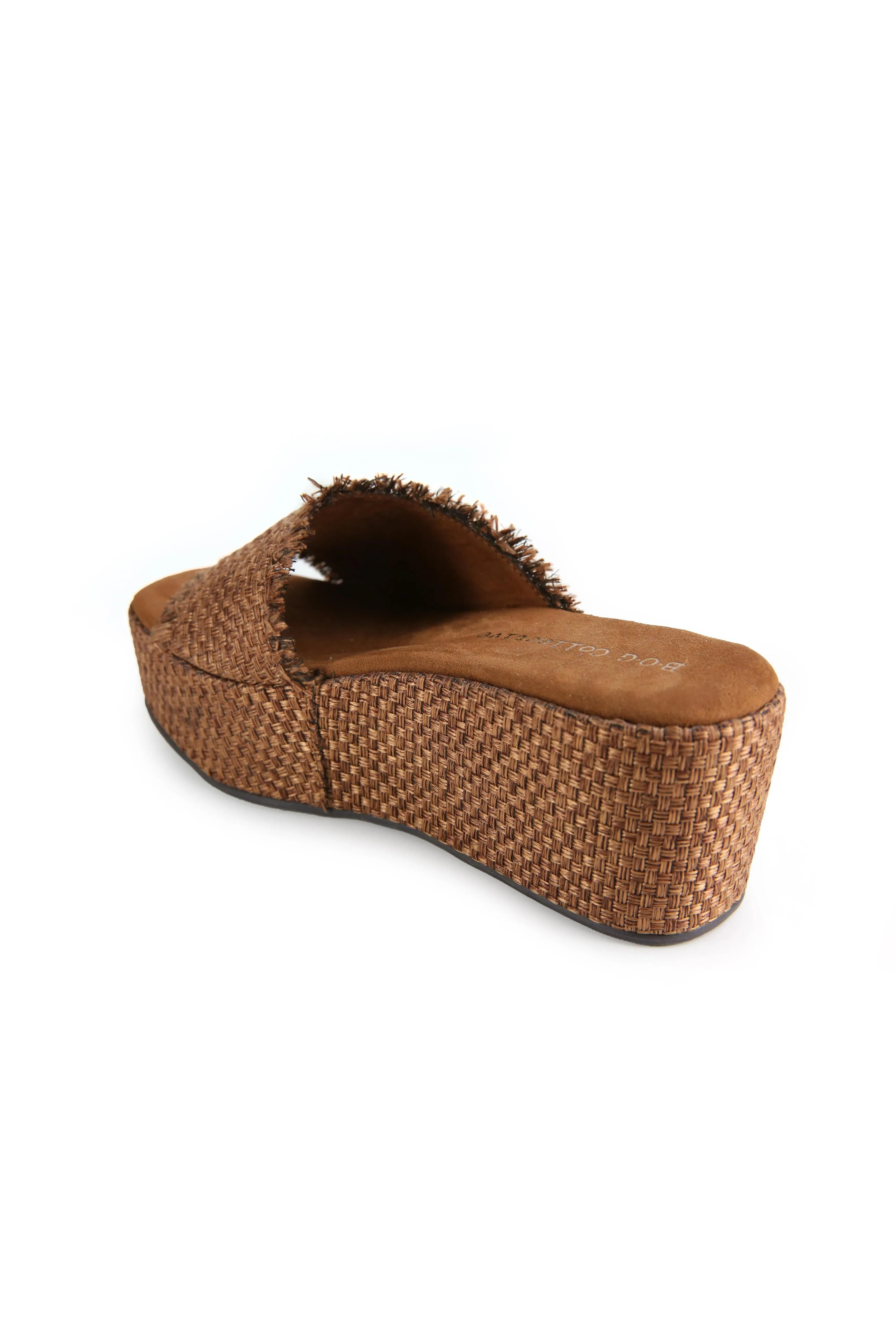 Wren Cognac Raffia Platform Slide